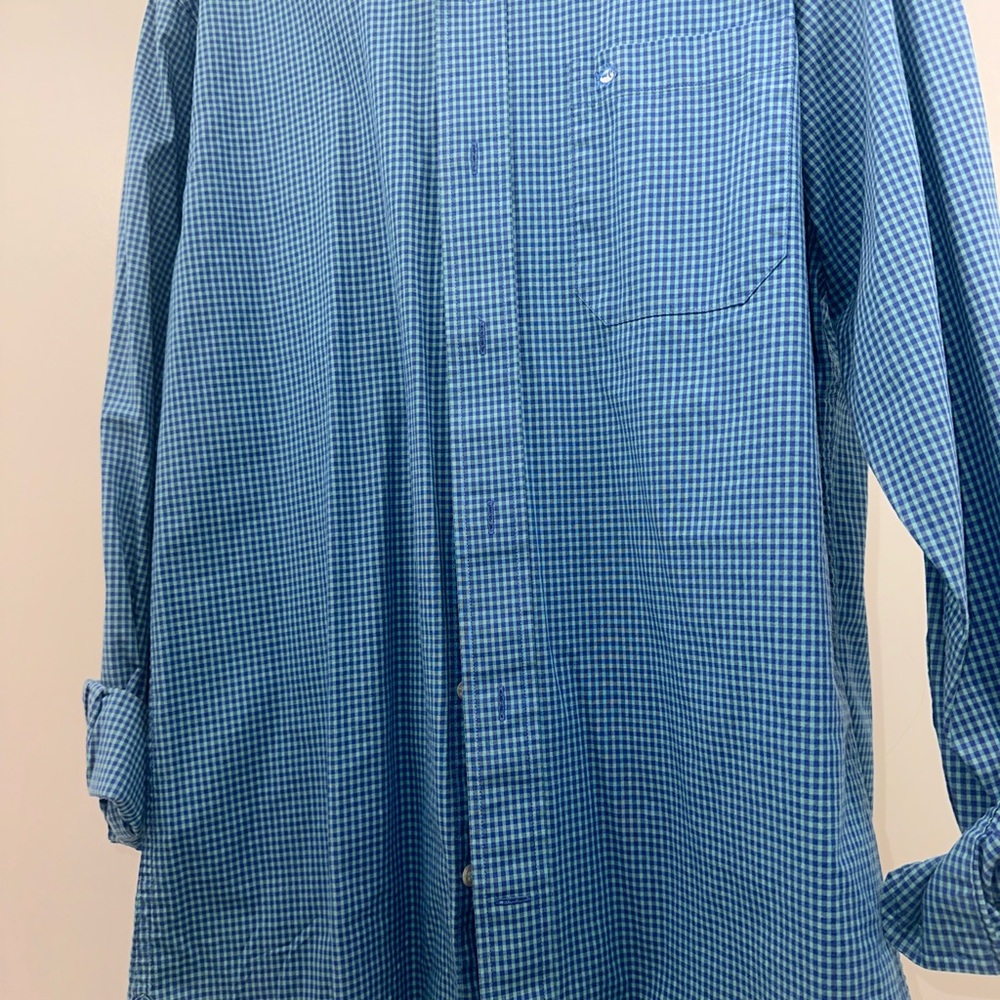 Southern Tide Aqua Checkered Men's Shirt